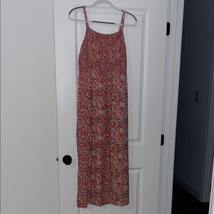 Old Navy Floral Red Orange and White Maxi Dress